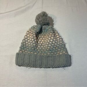 Jessica Simpson Gray/Teal/Peach Stocking Cap w/Gray Ball, OS Winter Cold